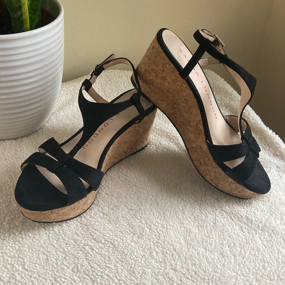 Sacha London - black suede cork sandals